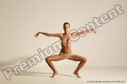 Underwear Gymnastic poses Woman White Moving poses Slim long blond Dynamic poses Academic